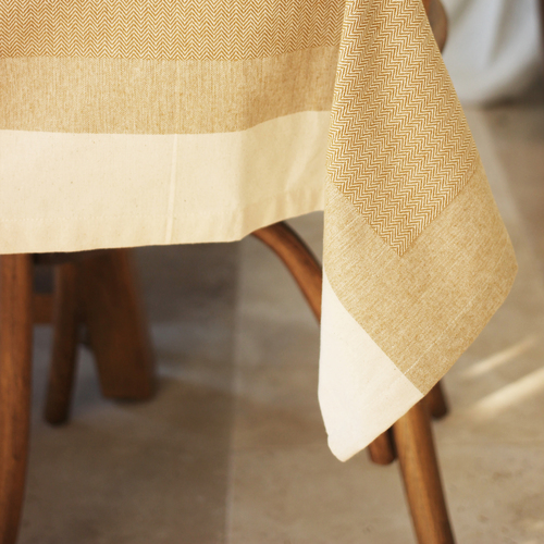 Cotton Herringbone Tablecloth - Golden Yellow